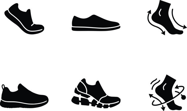 Comfortable Casual Shoe Icon Set with Flexible Breathable Lightweight Footwear Symbols for Sports Walking and Fashion Vector Designs