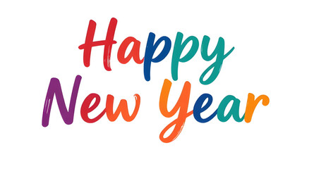 happy new year graphic, typography vector, festive illustration design, colorful celebration text, holiday greeting banner, new year party design, vibrant lettering art, modern typography vector, conf © mrpixel