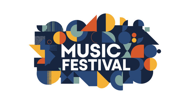 Abstract Geometric Music Festival Logo Design - Modern Sound Event