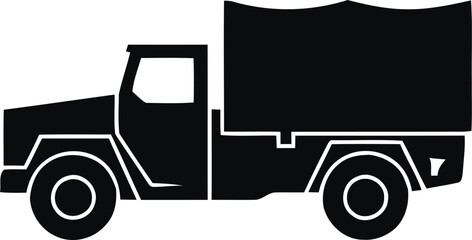 Military off-road utility vehicle silhouette vector icon isolated on white © iankmuin