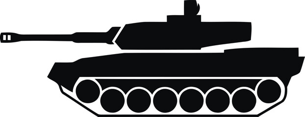 Military main battle tank silhouette vector illustration isolated on white background © iankmuin
