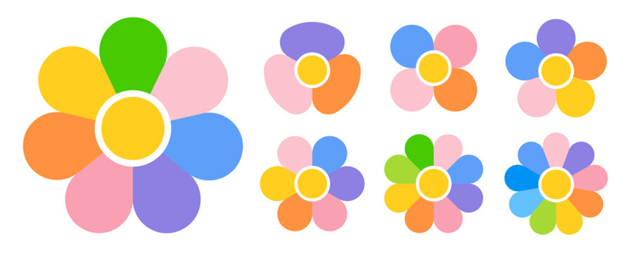 Flower pie chart collection. Three to nine steps petal diagram, Floral cycle infographic