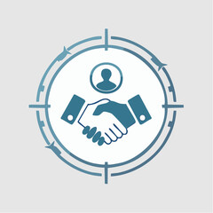 Obraz premium Targeted Handshake and Person Icon in Crosshairs