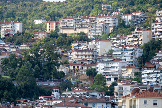 Residential hillside neighborhood in Veria, Greece