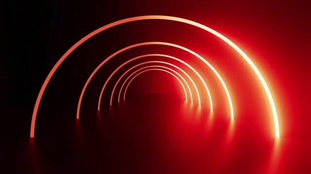 Background of futuristic orange light tunnel design for modern spaces