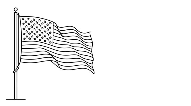 Waving American flag against a plain background