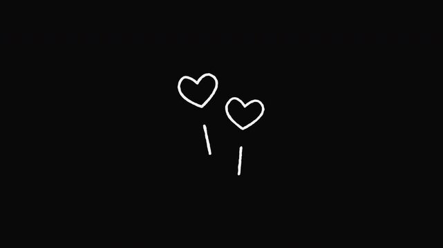 Two hand-drawn popping hearts with three motion variations.