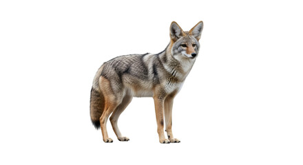 Obraz premium Full body portrait of a wild north american coyote standing isolated on transparent background