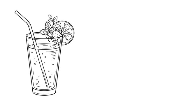 Refreshing drink with fruit garnish on a white background