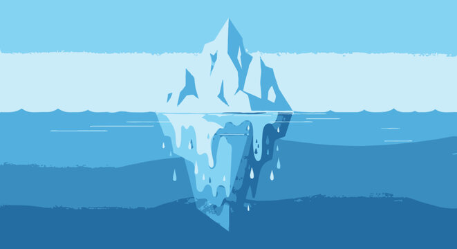 Iceberg illustration conceptual visual of hidden depth and surface appearance