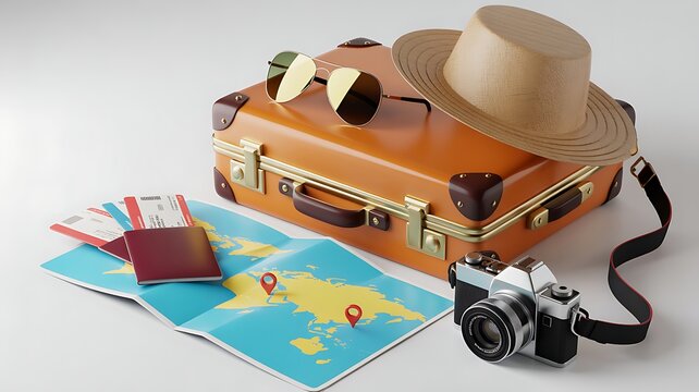 travel suitcase with a map