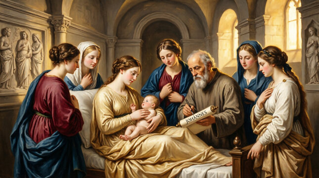 John the Baptist is born, named by Zechariah, fulfilling God's holy prophecy.