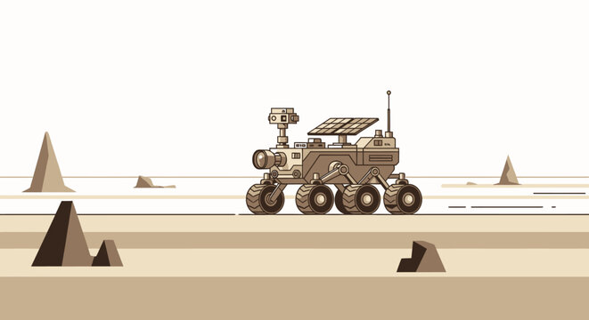 Rover exploration on alien terrain illustration of a space vehicle