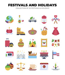Fototapeta premium Festivals and Holidays. A Collection of 25 Global Celebrations