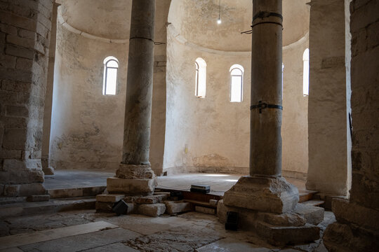 Interior columns and windows in Saint Donatus Church, Zadar