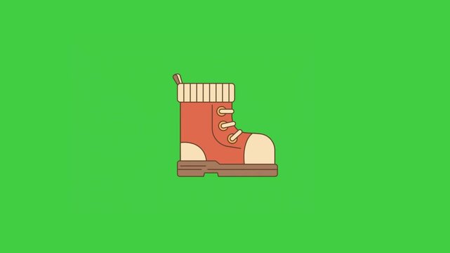 Animated camping shoes isolated on green screen for hiking and outdoor adventure scenes
