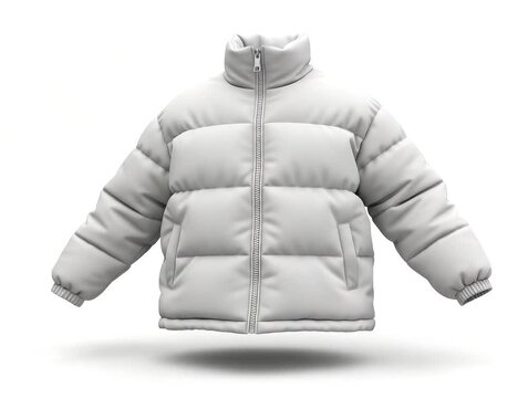 White puffer down jacket rotating for cold weather protection