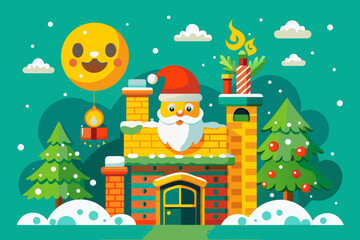Fototapeta premium Christmas card design template with santa claus