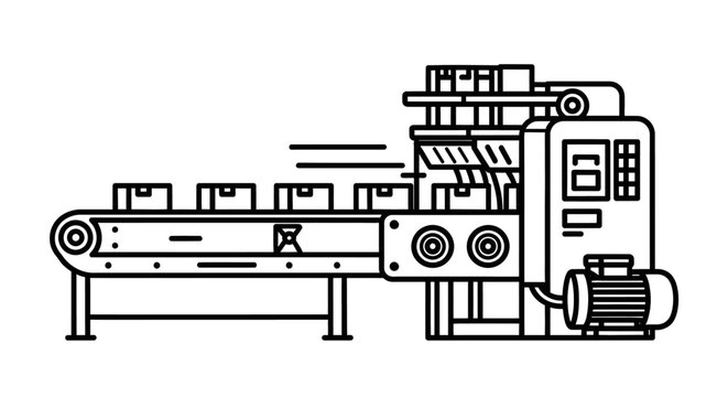 Automated production line conveyor system with boxes ready for packaging