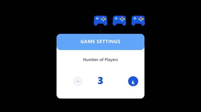 Game Settings UI Number of Players Screen with Game Controllers
