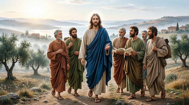 Jesus leads His faithful disciples on a sacred journey toward holy Capernaum.