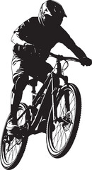 Naklejka premium Silhouette of a mountain biker jumping with bicycle, mountain biking