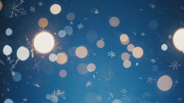 Abstract winter bokeh with snowflake shapes