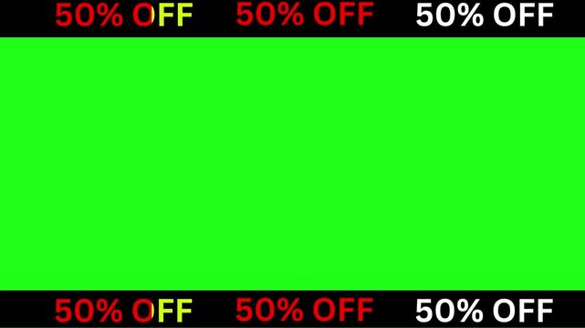 Animated 50 Percent Off Flashing Text Banner Green Screen Loop