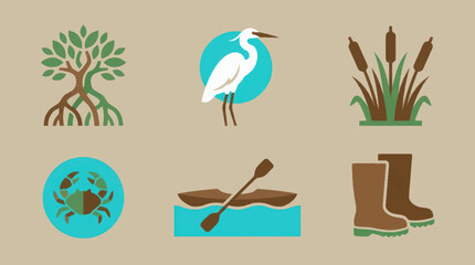 Obraz premium Set of nature and outdoor activity icons.