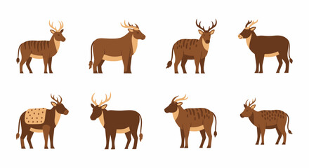 Fototapeta premium Set of various deer illustrations isolated on white background for design