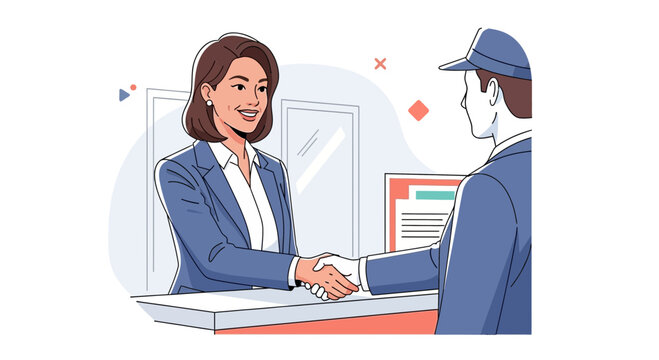 Business handshake, professional agreement, teamwork, meeting conclusion