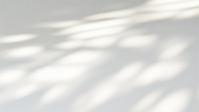 Sunlight casting a blurred window shadow on a neutral white wall background