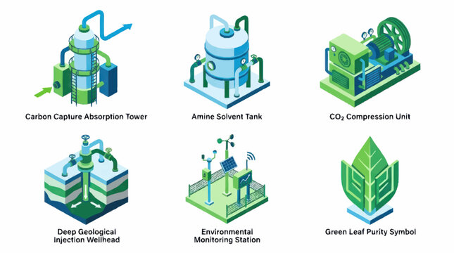 Industrial equipment for carbon capture and environmental monitoring.