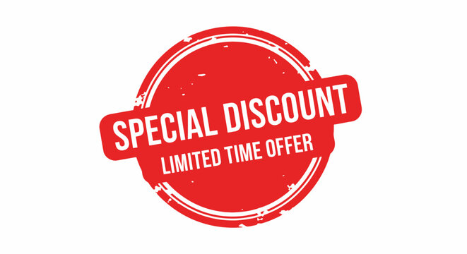 Bold red special discount stamp with limited time offer message