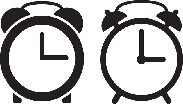 Alarm clock icon set silhouette vector