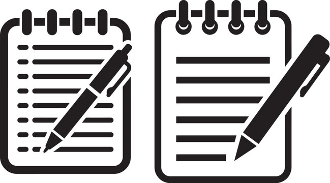 Writing icon and pen silhouette for notes and lists