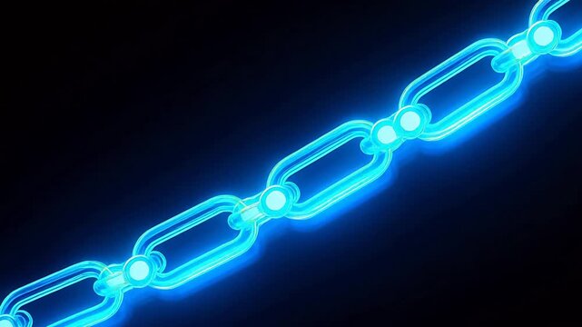 Glowing blue chain links