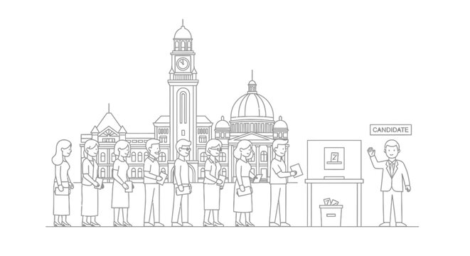 Citizens lining up to cast their votes at a polling station