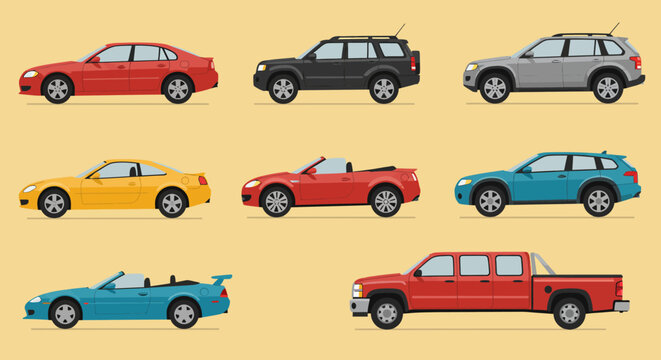 Collection of Diverse Cars and Vehicles in Various Styles.