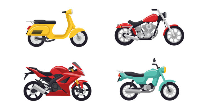 Collection of Four Different Motorcycles and Scooters 1.