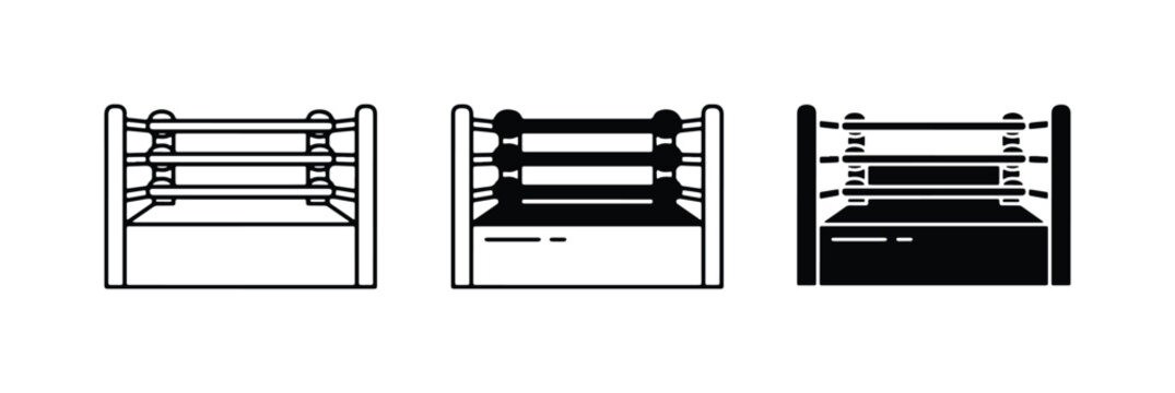 Boxing Ring Icons, Sport Arena Vector Graphics, Combat Sport Illustration Set
