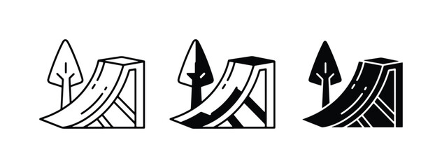 Fototapeta premium Skate Park Ramp Icons, Extreme Sports Vector Graphics, Outdoor Activity Symbols