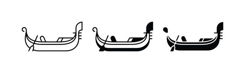 Gondola Icons, Venetian Water Transport, Traditional Italian Boats, Set of 3 © Tanvir