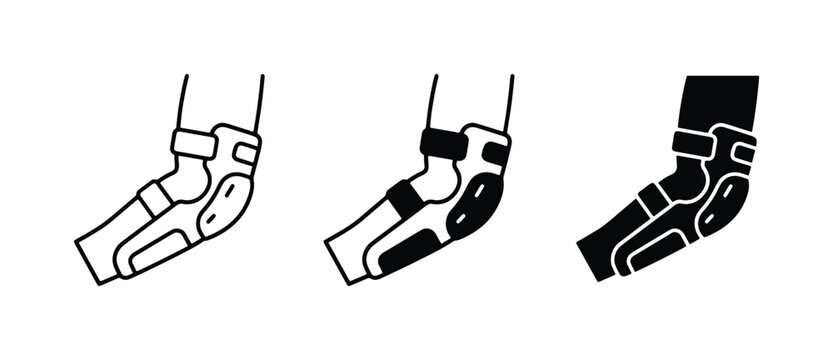 Elbow Pad Icons, Protective Gear Set, Sports Safety Equipment Vector Illustrations