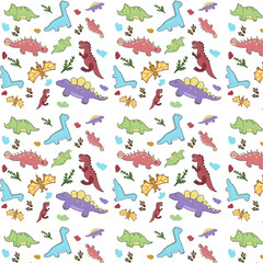 Cute Pastel Dinosaur Seamless Pattern PNG Transparent Background for Kids Fabric, Wallpaper, Nursery Decor © TINE