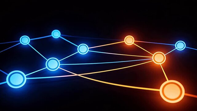 Neon network connections on dark background