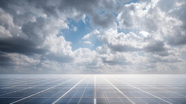 Clean Geometric Solar Panel Layout Beneath Calm Sky