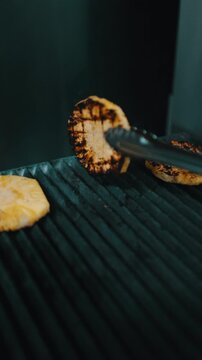 grilling pineapple in the kitchen