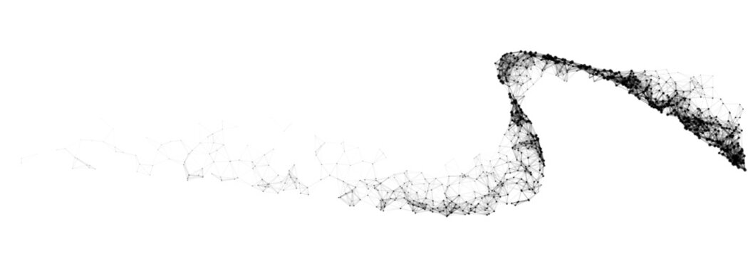 Vector abstract flowing black plexus network wave on white transparent background for technology digital science and artificial intelligence concept