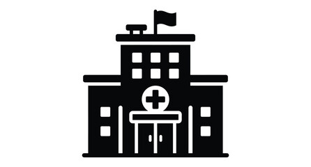 Obraz premium Silhouette vector icon of a hospital building with a cross symbol medical center hospital